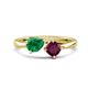 1 - Lysha 1.42 ctw Emerald Pear Shape (7x5 mm) & Rhodolite Garnet Cushion Shape (5.00 mm) Toi Et Moi Engagement Ring 