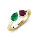 3 - Lysha 1.42 ctw Emerald Pear Shape (7x5 mm) & Rhodolite Garnet Cushion Shape (5.00 mm) Toi Et Moi Engagement Ring 