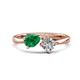 1 - Lysha 1.30 ctw Emerald Pear Shape (7x5 mm) & Lab Grown Diamond Cushion Shape (5.00 mm) Toi Et Moi Engagement Ring 