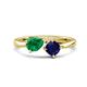 1 - Lysha 1.61 ctw Emerald Pear Shape (7x5 mm) & Lab Created Blue Sapphire Cushion Shape (5.00 mm) Toi Et Moi Engagement Ring 