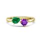 1 - Lysha 1.30 ctw Emerald Pear Shape (7x5 mm) & Amethyst Cushion Shape (5.00 mm) Toi Et Moi Engagement Ring 