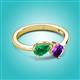 2 - Lysha 1.30 ctw Emerald Pear Shape (7x5 mm) & Amethyst Cushion Shape (5.00 mm) Toi Et Moi Engagement Ring 