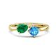1 - Lysha 1.55 ctw Emerald Pear Shape (7x5 mm) & Blue Topaz Cushion Shape (5.00 mm) Toi Et Moi Engagement Ring 