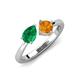 3 - Lysha 1.30 ctw Emerald Pear Shape (7x5 mm) & Citrine Cushion Shape (5.00 mm) Toi Et Moi Engagement Ring 