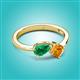 2 - Lysha 1.30 ctw Emerald Pear Shape (7x5 mm) & Citrine Cushion Shape (5.00 mm) Toi Et Moi Engagement Ring 