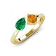 3 - Lysha 1.30 ctw Emerald Pear Shape (7x5 mm) & Citrine Cushion Shape (5.00 mm) Toi Et Moi Engagement Ring 
