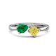 1 - Lysha 1.61 ctw Emerald Pear Shape (7x5 mm) & Lab Created Yellow Sapphire Cushion Shape (5.00 mm) Toi Et Moi Engagement Ring 