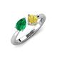 3 - Lysha 1.61 ctw Emerald Pear Shape (7x5 mm) & Lab Created Yellow Sapphire Cushion Shape (5.00 mm) Toi Et Moi Engagement Ring 