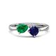 1 - Lysha 1.61 ctw Emerald Pear Shape (7x5 mm) & Lab Created Blue Sapphire Cushion Shape (5.00 mm) Toi Et Moi Engagement Ring 