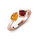 3 - Lysha 1.40 ctw Citrine Pear Shape (7x5 mm) & Red Garnet Cushion Shape (5.00 mm) Toi Et Moi Engagement Ring 