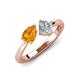 3 - Lysha 1.15 ctw Citrine Pear Shape (7x5 mm) & Lab Grown Diamond Cushion Shape (5.00 mm) Toi Et Moi Engagement Ring 