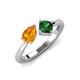3 - Lysha 1.20 ctw Citrine Pear Shape (7x5 mm) & Lab Created Emerald Cushion Shape (5.00 mm) Toi Et Moi Engagement Ring 