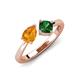 3 - Lysha 1.20 ctw Citrine Pear Shape (7x5 mm) & Lab Created Emerald Cushion Shape (5.00 mm) Toi Et Moi Engagement Ring 