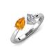 3 - Lysha 1.15 ctw Citrine Pear Shape (7x5 mm) & Natural Diamond Cushion Shape (5.00 mm) Toi Et Moi Engagement Ring 