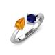 3 - Lysha 1.46 ctw Citrine Pear Shape (7x5 mm) & Lab Created Blue Sapphire Cushion Shape (5.00 mm) Toi Et Moi Engagement Ring 