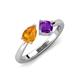 3 - Lysha 1.15 ctw Citrine Pear Shape (7x5 mm) & Amethyst Cushion Shape (5.00 mm) Toi Et Moi Engagement Ring 