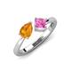 3 - Lysha 1.46 ctw Citrine Pear Shape (7x5 mm) & Lab Created Pink Sapphire Cushion Shape (5.00 mm) Toi Et Moi Engagement Ring 
