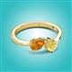 2 - Lysha 1.46 ctw Citrine Pear Shape (7x5 mm) & Lab Created Yellow Sapphire Cushion Shape (5.00 mm) Toi Et Moi Engagement Ring 