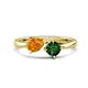 1 - Lysha 1.20 ctw Citrine Pear Shape (7x5 mm) & Lab Created Emerald Cushion Shape (5.00 mm) Toi Et Moi Engagement Ring 
