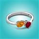 2 - Lysha 1.46 ctw Citrine Pear Shape (7x5 mm) & Lab Created Ruby Cushion Shape (5.00 mm) Toi Et Moi Engagement Ring 