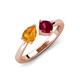 3 - Lysha 1.46 ctw Citrine Pear Shape (7x5 mm) & Lab Created Ruby Cushion Shape (5.00 mm) Toi Et Moi Engagement Ring 