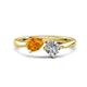 1 - Lysha 1.15 ctw Citrine Pear Shape (7x5 mm) & Natural Diamond Cushion Shape (5.00 mm) Toi Et Moi Engagement Ring 