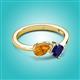 2 - Lysha 1.46 ctw Citrine Pear Shape (7x5 mm) & Lab Created Blue Sapphire Cushion Shape (5.00 mm) Toi Et Moi Engagement Ring 
