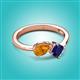 2 - Lysha 1.46 ctw Citrine Pear Shape (7x5 mm) & Lab Created Blue Sapphire Cushion Shape (5.00 mm) Toi Et Moi Engagement Ring 