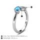 4 - Lysha 1.35 ctw Blue Topaz Pear Shape (7x5 mm) & Lab Grown Diamond Cushion Shape (5.00 mm) Toi Et Moi Engagement Ring 