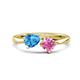 1 - Lysha 1.66 ctw Blue Topaz Pear Shape (7x5 mm) & Lab Created Pink Sapphire Cushion Shape (5.00 mm) Toi Et Moi Engagement Ring 
