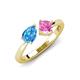 3 - Lysha 1.66 ctw Blue Topaz Pear Shape (7x5 mm) & Lab Created Pink Sapphire Cushion Shape (5.00 mm) Toi Et Moi Engagement Ring 