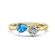 1 - Lysha 1.42 ctw Blue Topaz Pear Shape (7x5 mm) & Moissanite Cushion Shape (5.00 mm) Toi Et Moi Engagement Ring 