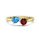 1 - Lysha 1.60 ctw Blue Topaz Pear Shape (7x5 mm) & Red Garnet Cushion Shape (5.00 mm) Toi Et Moi Engagement Ring 