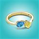 2 - Lysha 1.66 ctw Blue Topaz Pear Shape (7x5 mm) & Lab Created Yellow Sapphire Cushion Shape (5.00 mm) Toi Et Moi Engagement Ring 