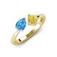 3 - Lysha 1.66 ctw Blue Topaz Pear Shape (7x5 mm) & Lab Created Yellow Sapphire Cushion Shape (5.00 mm) Toi Et Moi Engagement Ring 