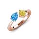 3 - Lysha 1.66 ctw Blue Topaz Pear Shape (7x5 mm) & Lab Created Yellow Sapphire Cushion Shape (5.00 mm) Toi Et Moi Engagement Ring 