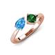 3 - Lysha 1.40 ctw Blue Topaz Pear Shape (7x5 mm) & Lab Created Emerald Cushion Shape (5.00 mm) Toi Et Moi Engagement Ring 