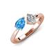 3 - Lysha 1.35 ctw Blue Topaz Pear Shape (7x5 mm) & Natural Diamond Cushion Shape (5.00 mm) Toi Et Moi Engagement Ring 