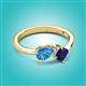 2 - Lysha 1.66 ctw Blue Topaz Pear Shape (7x5 mm) & Lab Created Blue Sapphire Cushion Shape (5.00 mm) Toi Et Moi Engagement Ring 