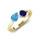 3 - Lysha 1.66 ctw Blue Topaz Pear Shape (7x5 mm) & Lab Created Blue Sapphire Cushion Shape (5.00 mm) Toi Et Moi Engagement Ring 