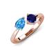 3 - Lysha 1.66 ctw Blue Topaz Pear Shape (7x5 mm) & Lab Created Blue Sapphire Cushion Shape (5.00 mm) Toi Et Moi Engagement Ring 