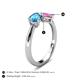 4 - Lysha 1.66 ctw Blue Topaz Pear Shape (7x5 mm) & Lab Created Pink Sapphire Cushion Shape (5.00 mm) Toi Et Moi Engagement Ring 