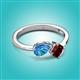 2 - Lysha 1.60 ctw Blue Topaz Pear Shape (7x5 mm) & Red Garnet Cushion Shape (5.00 mm) Toi Et Moi Engagement Ring 