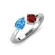 3 - Lysha 1.60 ctw Blue Topaz Pear Shape (7x5 mm) & Red Garnet Cushion Shape (5.00 mm) Toi Et Moi Engagement Ring 