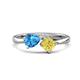 1 - Lysha 1.66 ctw Blue Topaz Pear Shape (7x5 mm) & Lab Created Yellow Sapphire Cushion Shape (5.00 mm) Toi Et Moi Engagement Ring 