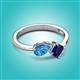 2 - Lysha 1.66 ctw Blue Topaz Pear Shape (7x5 mm) & Lab Created Blue Sapphire Cushion Shape (5.00 mm) Toi Et Moi Engagement Ring 