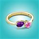 2 - Lysha 1.46 ctw Amethyst Pear Shape (7x5 mm) & Lab Created Pink Sapphire Cushion Shape (5.00 mm) Toi Et Moi Engagement Ring 