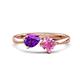 1 - Lysha 1.46 ctw Amethyst Pear Shape (7x5 mm) & Lab Created Pink Sapphire Cushion Shape (5.00 mm) Toi Et Moi Engagement Ring 