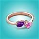 2 - Lysha 1.46 ctw Amethyst Pear Shape (7x5 mm) & Lab Created Pink Sapphire Cushion Shape (5.00 mm) Toi Et Moi Engagement Ring 