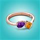 2 - Lysha 1.15 ctw Amethyst Pear Shape (7x5 mm) & Citrine Cushion Shape (5.00 mm) Toi Et Moi Engagement Ring 